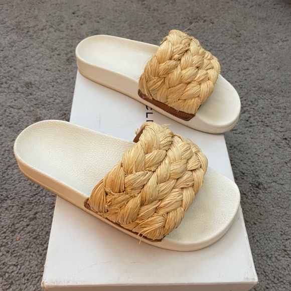 ROBERT CLERGERIE Raffia Walter Slides in Cognac Size 38 1/2 - Picture 3 of 9